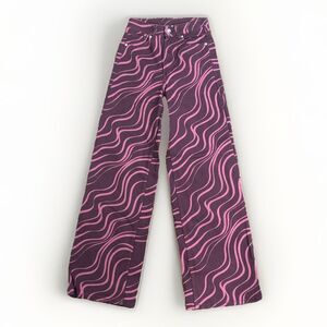 HM Wide Twill Trousers Plum And Pink Swirl Pattern Jeans Size 2 - 23x30
